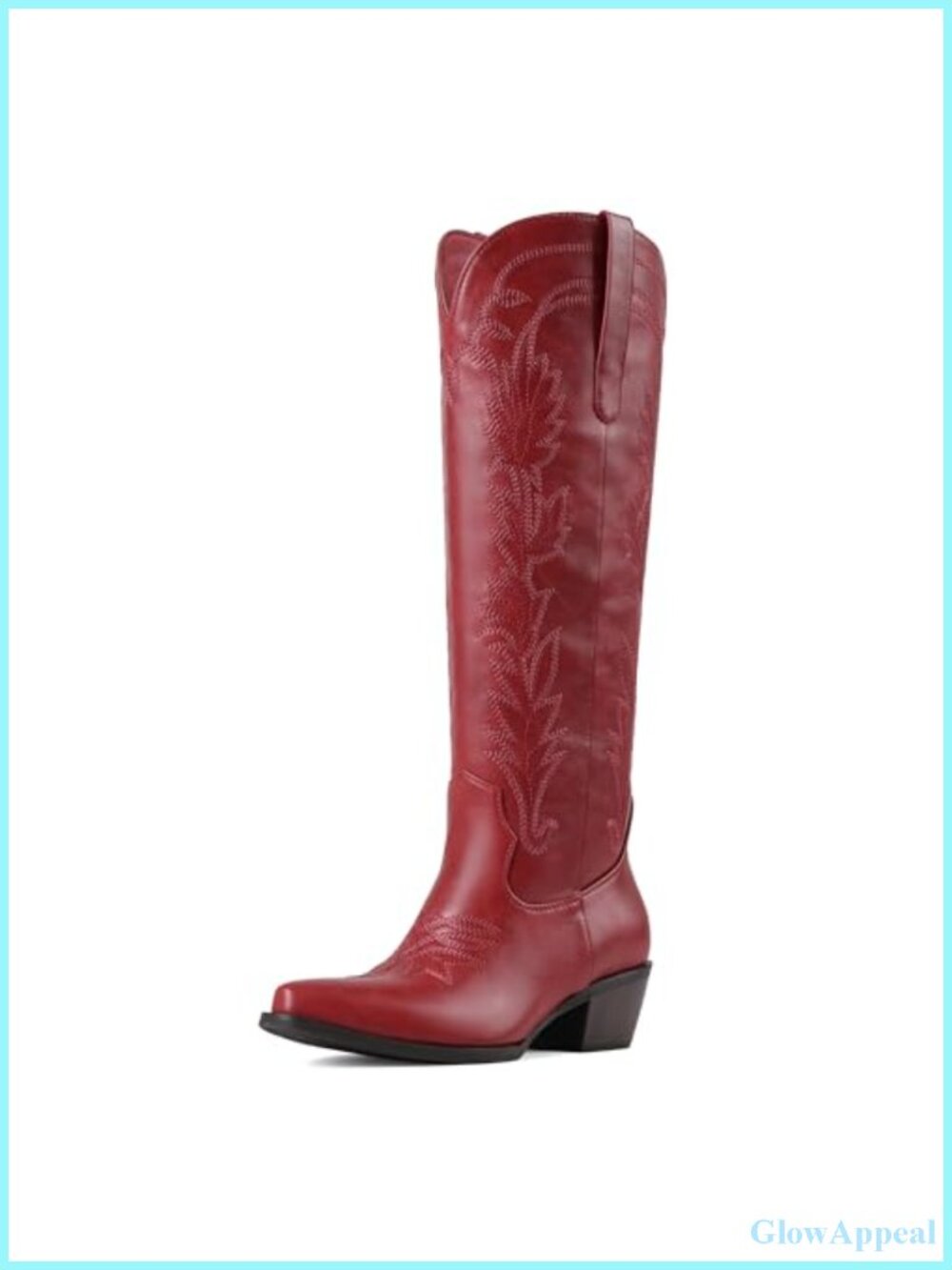 Women's Knee High Western Cowboy Boots Pointed Toe Block Heel Pull On